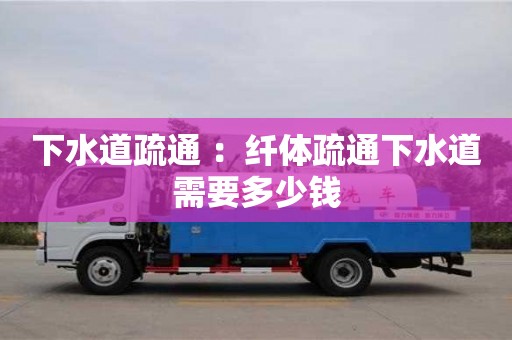 下水道疏通 ：纖體疏通下水道需要多少錢