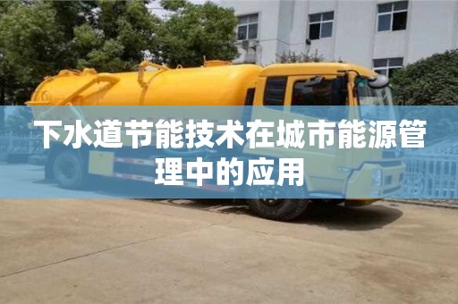 下水道節能技術在城市能源管理中的應用 下水道節能技術在城市能源管理中的應用