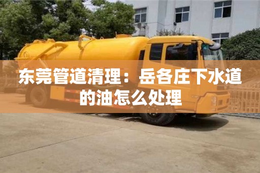 貴陽東莞管道清理：岳各莊下水道的油怎么處理