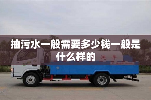 抽污水一般需要多少錢一般是什么樣的