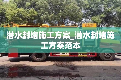 北京潛水封堵施工方案_潛水封堵施工方案范本